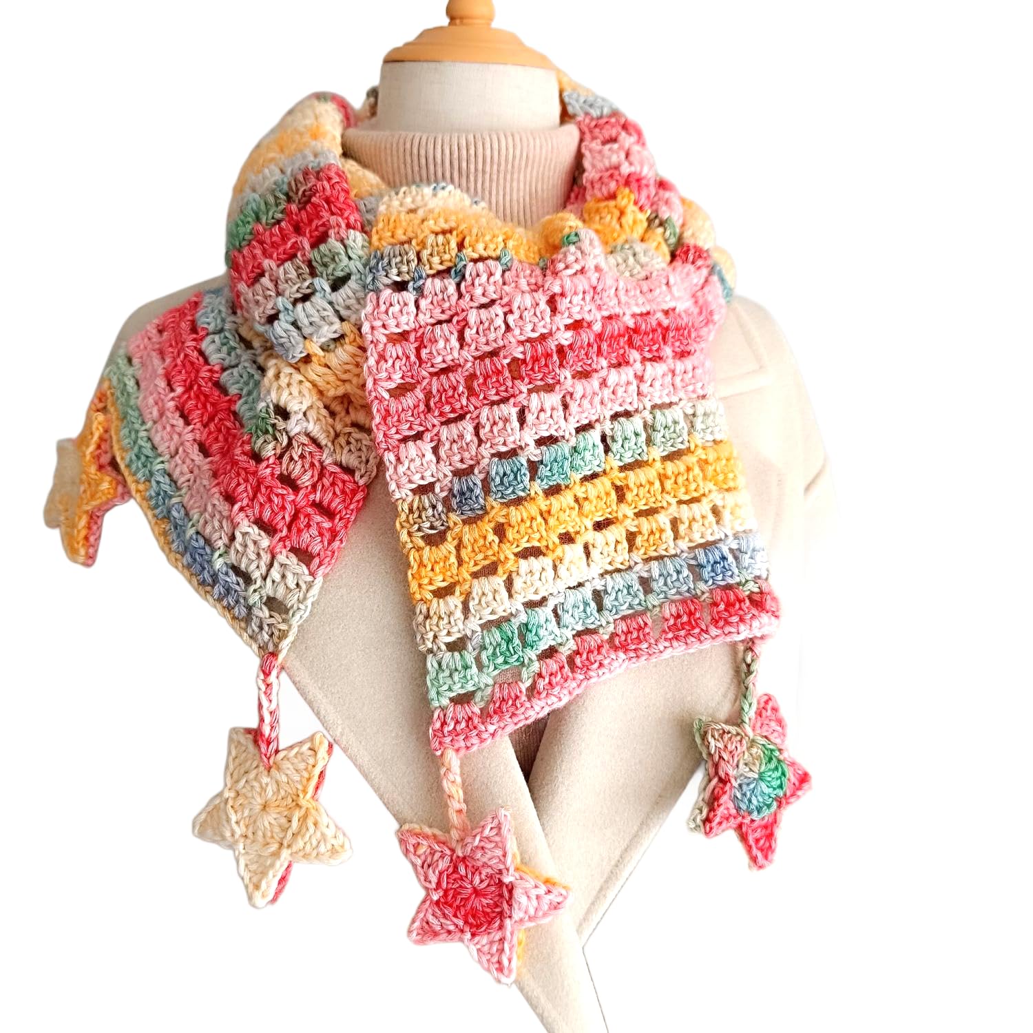 Bufanda de ganchillo hecha a mano de 18 cm de ancho x 180 cm de largo, suave, a la moda, para festivales, regalo, regalo de cumpleaños, día de la madre, invierno, Navidad, niñas, mujeres, padres