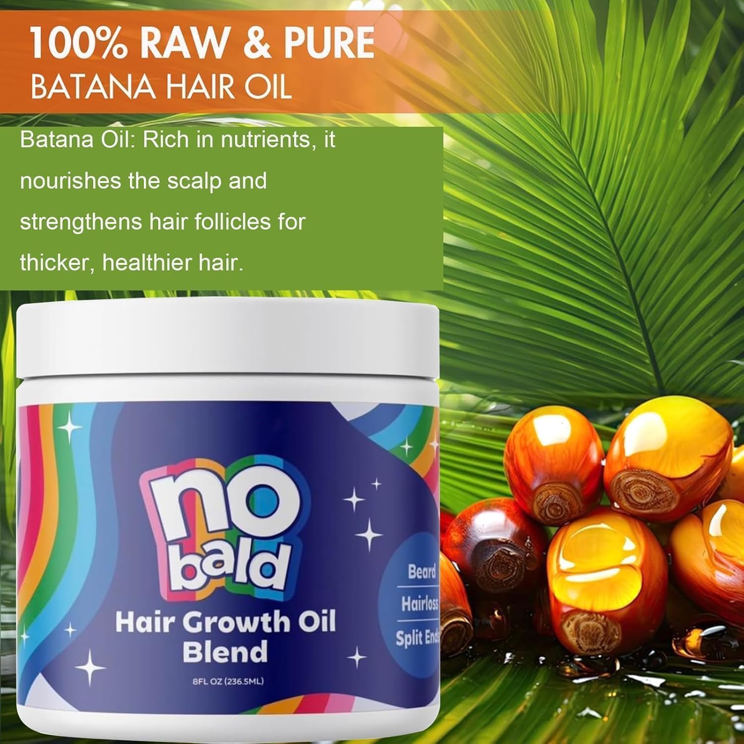 No Bald Hair Growth Oil Blend Hair Mask for Damaged Frizzy Hair Deep Conditioning 236.5ml