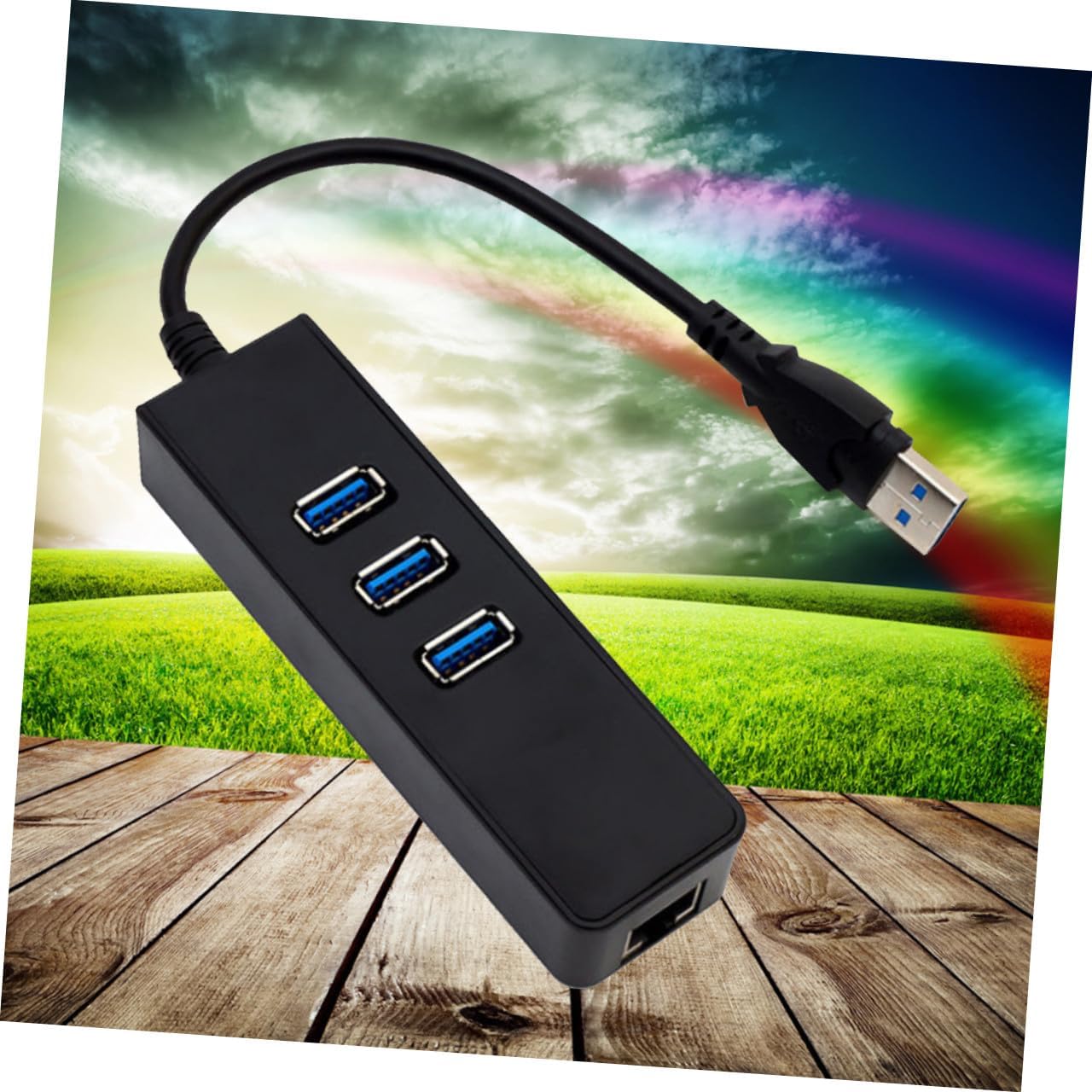 Mobestech USB Ethernet Adapter Port Hub USB to Network Adapter for Desktop and Laptop Compatible Xp Black