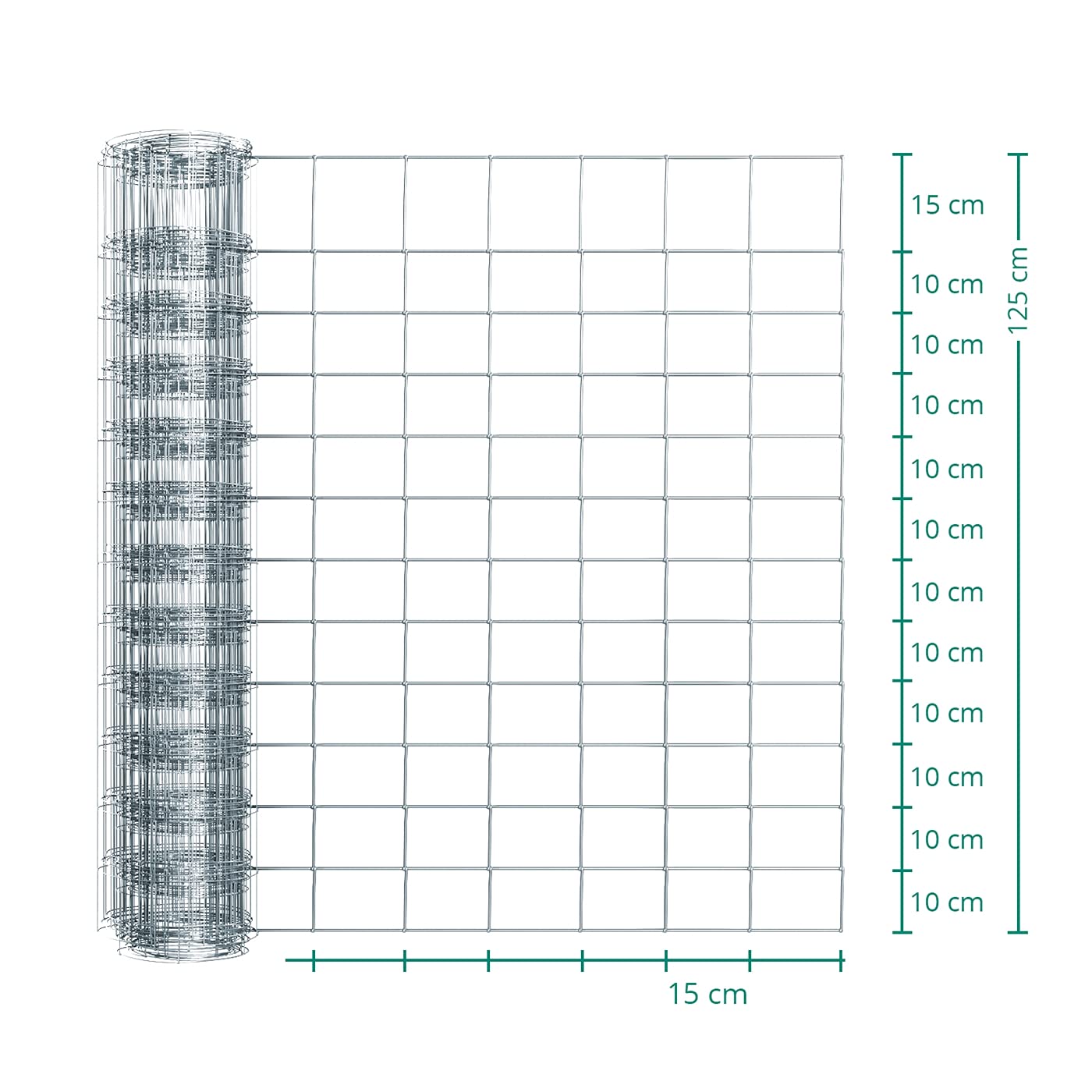 VOSS.farming 50m Wildzaun 125/13/15 Drahtzaun 125cm hoch verzinkt Knotengittergeflecht, Wildabwehr, Forstzaun, 2,0mm Draht, Weidezaun, Verbissschutz