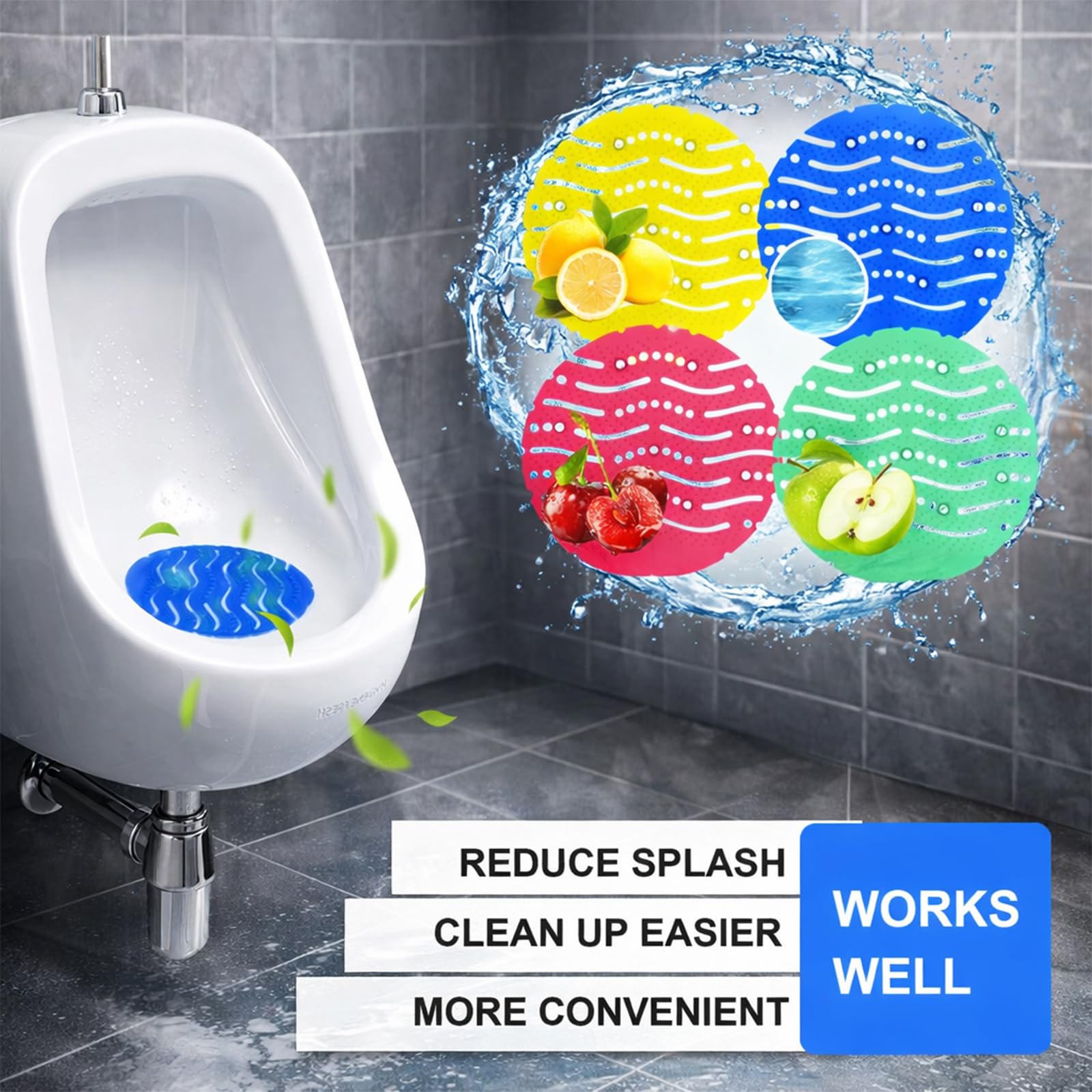Rejillas Urinario con Fragancia 16 Piezas, Filtro Anti Olor y Anti Salpicaduras, Desodorante WC Universal PVC