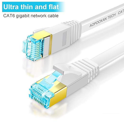 Cable Ethernet Cat6 Plano 125ft Blanco RJ45 miniatura 4