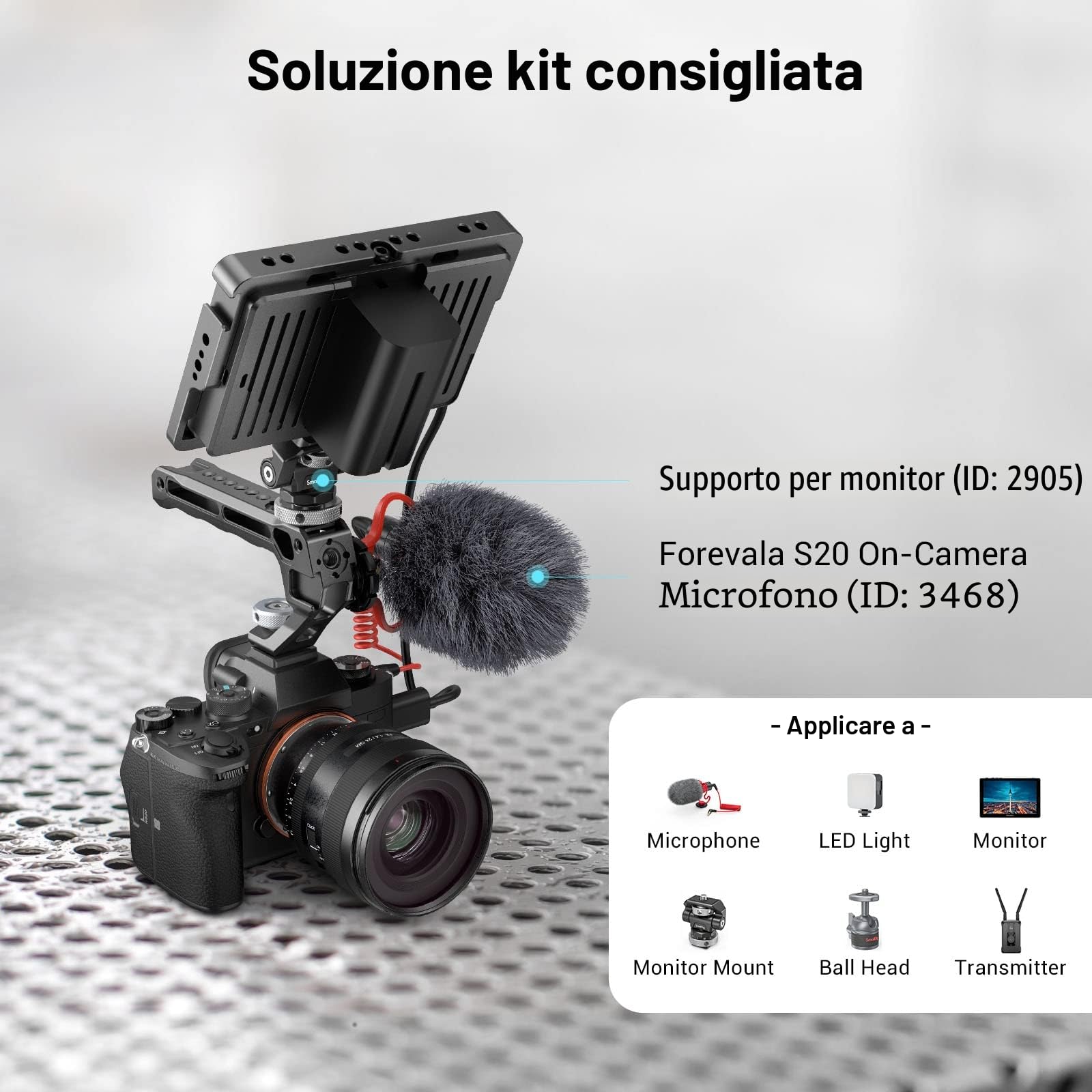 SMALLRIG Cold Shoe Top Handle, Impugnatura Leggera per Gabbia per Fotocamera, Universal Video Rig - 3764