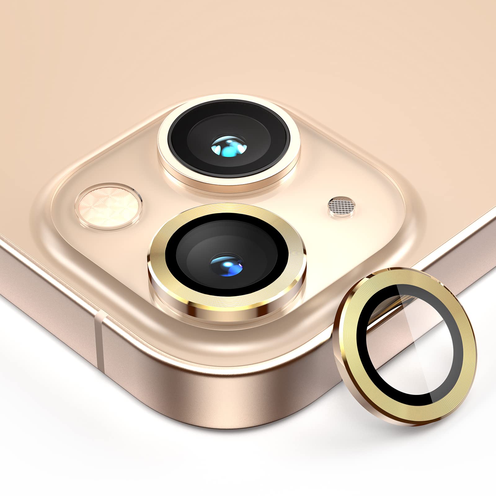 OIFEN [2+2] for iPhone 14 Plus & iPhone 14 Camera Lens Protector，2 sets HD Anti-Scratch Tempered Glass Camera Protector Cover for 14 6.1" / 14 Max 6.7 inch 2022（Gold）