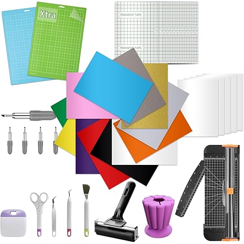 LOPASA Starter Kit for Cricut Joy Xtra Machine, Extra Bundle for Beginners, 8.5 x 12 Xtra Size Accessories and Supplies for Newbies, All Essential Tools and Material(Decal & Sticker Making Bundle)
