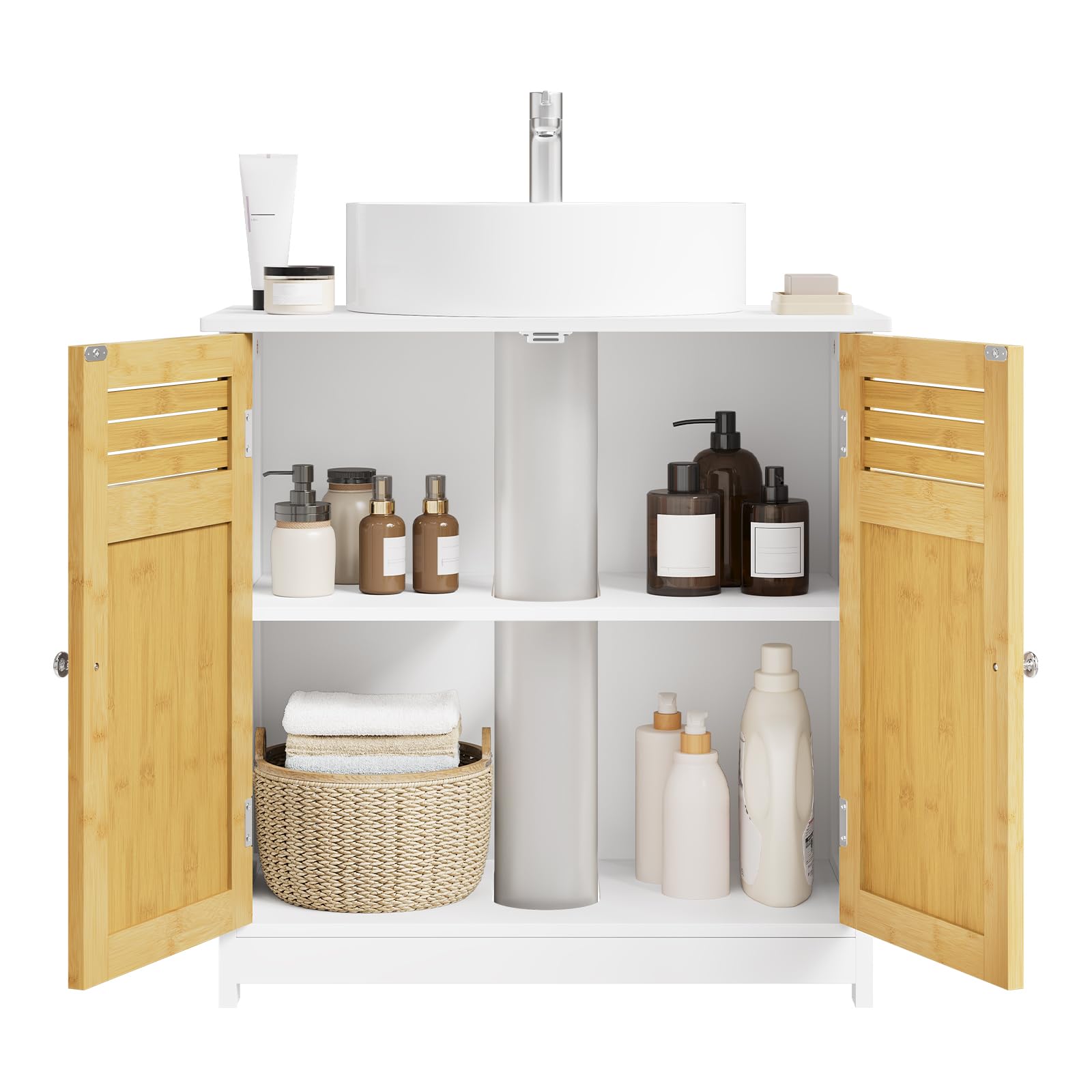 EUGAD Armadietto Sottolavabo Mobiletto sotto Lavandino per Bagno con Due Ante in Legno
