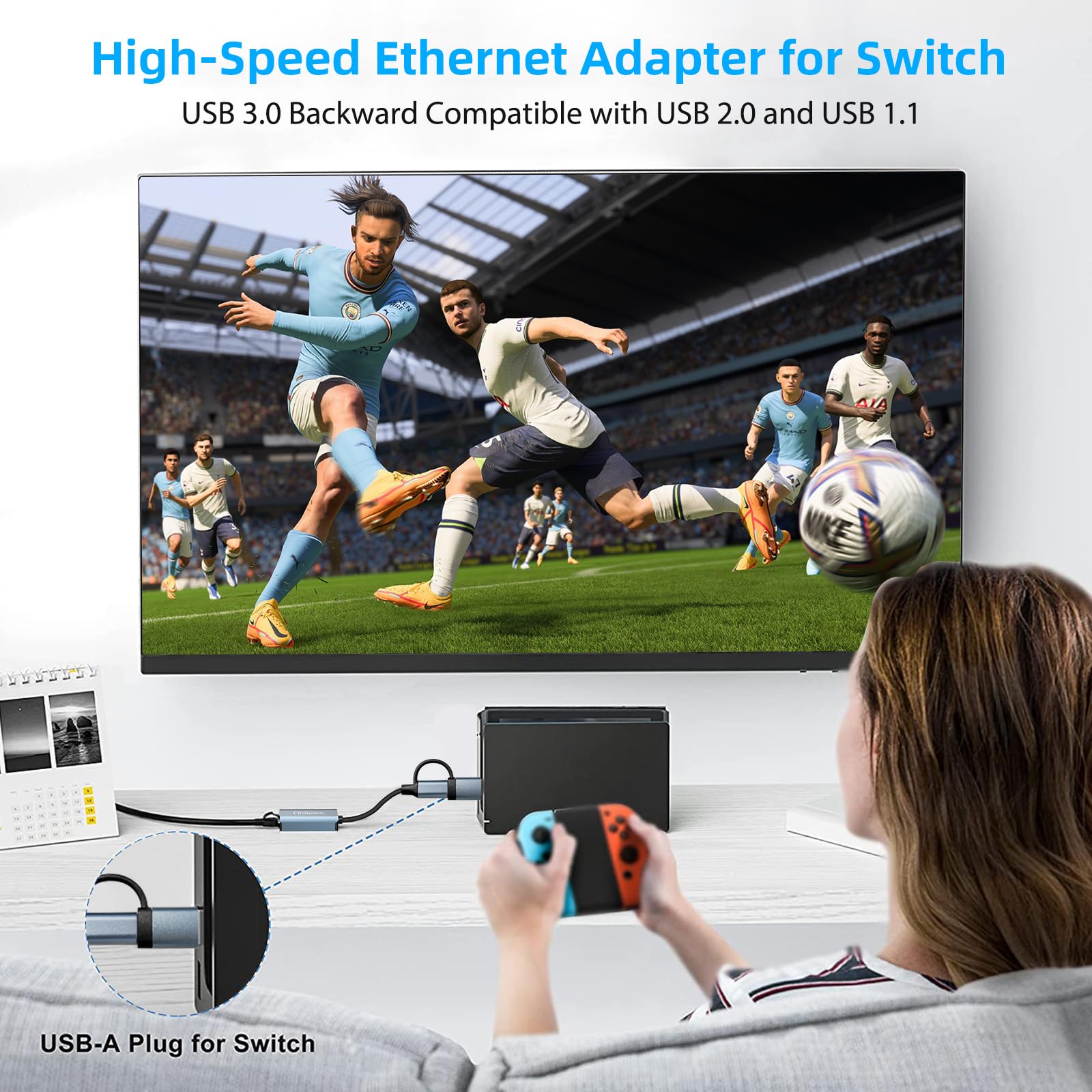 Adapter USB do Ethernet RJ45 1000 Mb/s, kompatybilny z MacBook, Surface, Laptopy z systemem Windows, XP, Vista, Mac/Linux