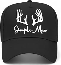 Simple Man Hat | Antlers | Premium Adjustable Hunting Snapback Baseball Vintage Trucker Hat for Men & Women