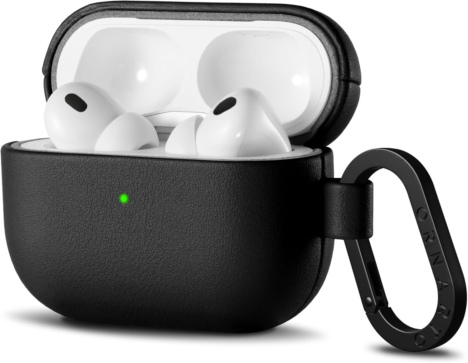 ORNARTO Compatible with AirPods Pro 3 Case, Full Protective Vegan Leather Cover for Airpods Pro 3rd Generation (2025), Front LED Visible, Midnight Black Leather