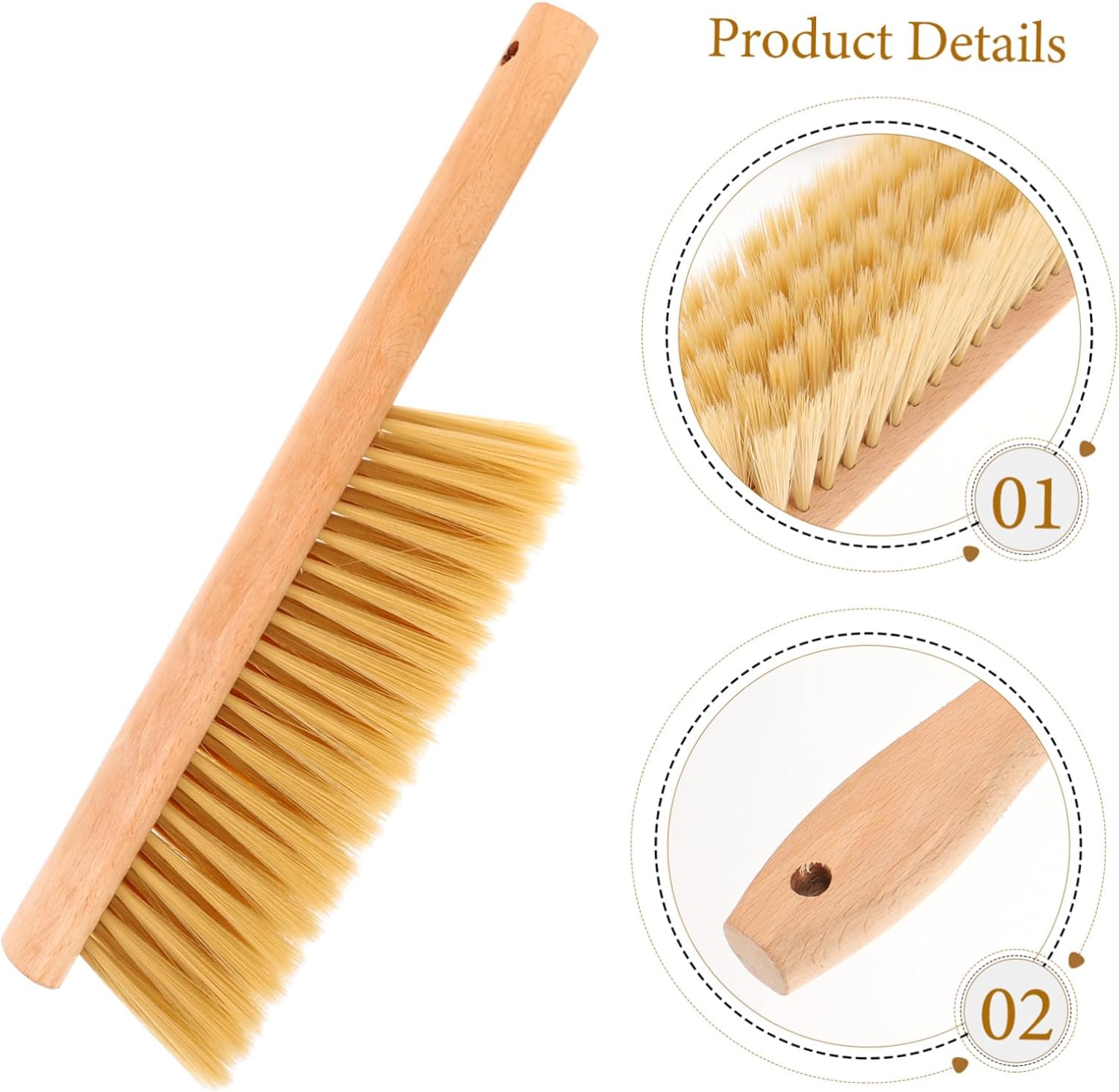 1set Wooden Handle Hand Broom with Dustpan Portable Whisk Broom for Sofa Bed and Carpet Cleaning Soft Bristles for Safe Dust Removal