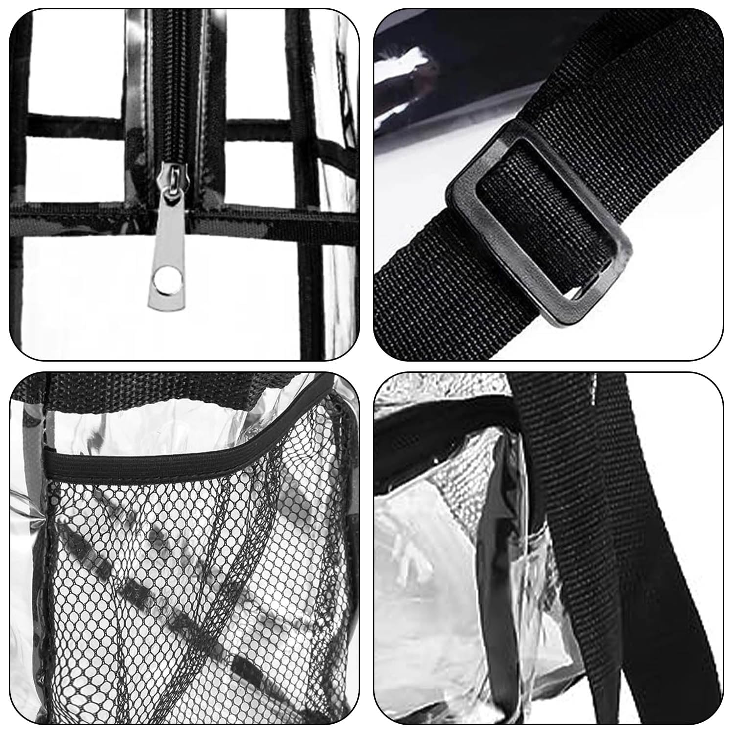 Borsa Trasparente, 30 x 30 x 15 cm Donna con Tasche con Cerniera, Clear Bag Approvata Dallo Stadio, Pochette Trasparente da Viaggio per Biblioteca, Aeroporto, Spiaggia