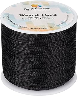 PH PandaHall 0.5mm Black Waxed Polyester Cord, 116 Yards Waxed String Wax Cord Round Beading String Roll Craft Cord for Waist Beads Bracelet Necklace Jewelry Making Macrame Supplies