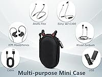 Vista 6 de Ginsco Mini-Portable Case for Beats Flex Wireless Earbuds with Built-in Microphone Earphones, for Apple EarPods Headphones Wired Ear Buds/Samsung