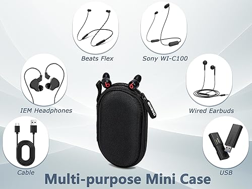 Miniatura 5 de Ginsco Estuche portátil para auriculares inalámbricos Beats Flex, para auriculares inalámbricos Sony WI-C100Apple EarPodsauriculares con cable,