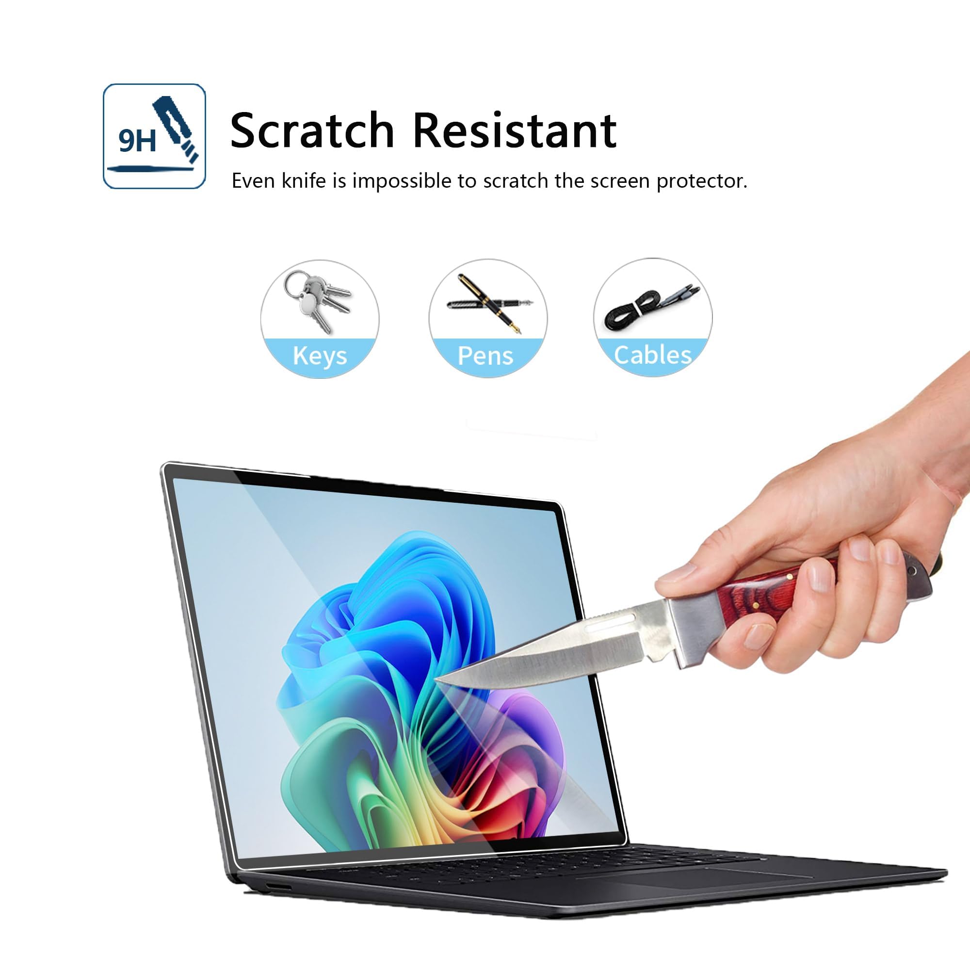 Protector de pantalla de vidrio templado MEGOO para Microsoft Surface Laptop 7 (2024, 15 pulgadas) - Resistente a rayones, fácil instalación, alta claridad
