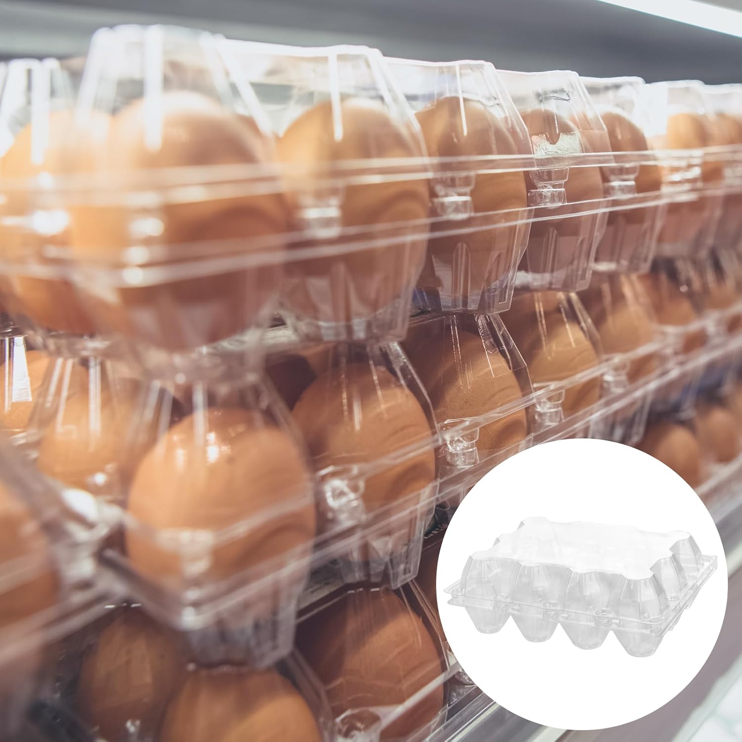 HOIGON 100PCS 4x3 Count Plastic Egg Cartons, 12 Count Clear Egg Cartons Bulk, Reusable Chicken Egg Tray for Family, Farm Market Display