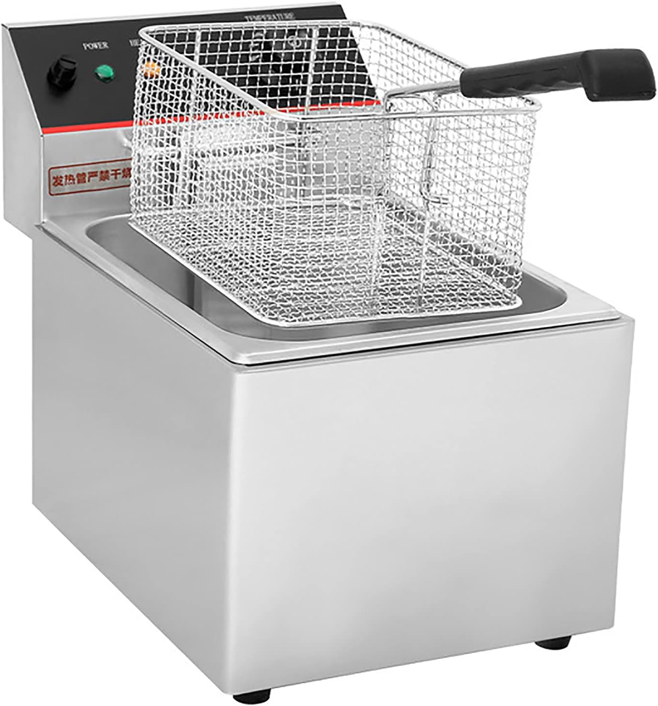 8L Deep Fat Fryer, 2800W Commercial Deep Fryer with Temperature Control Stainless Steel Non-Stick Oil Tank Removable Lid & Basket Non-Slip Feet Easy Clean,Single Cylinder (Single Cylinder)