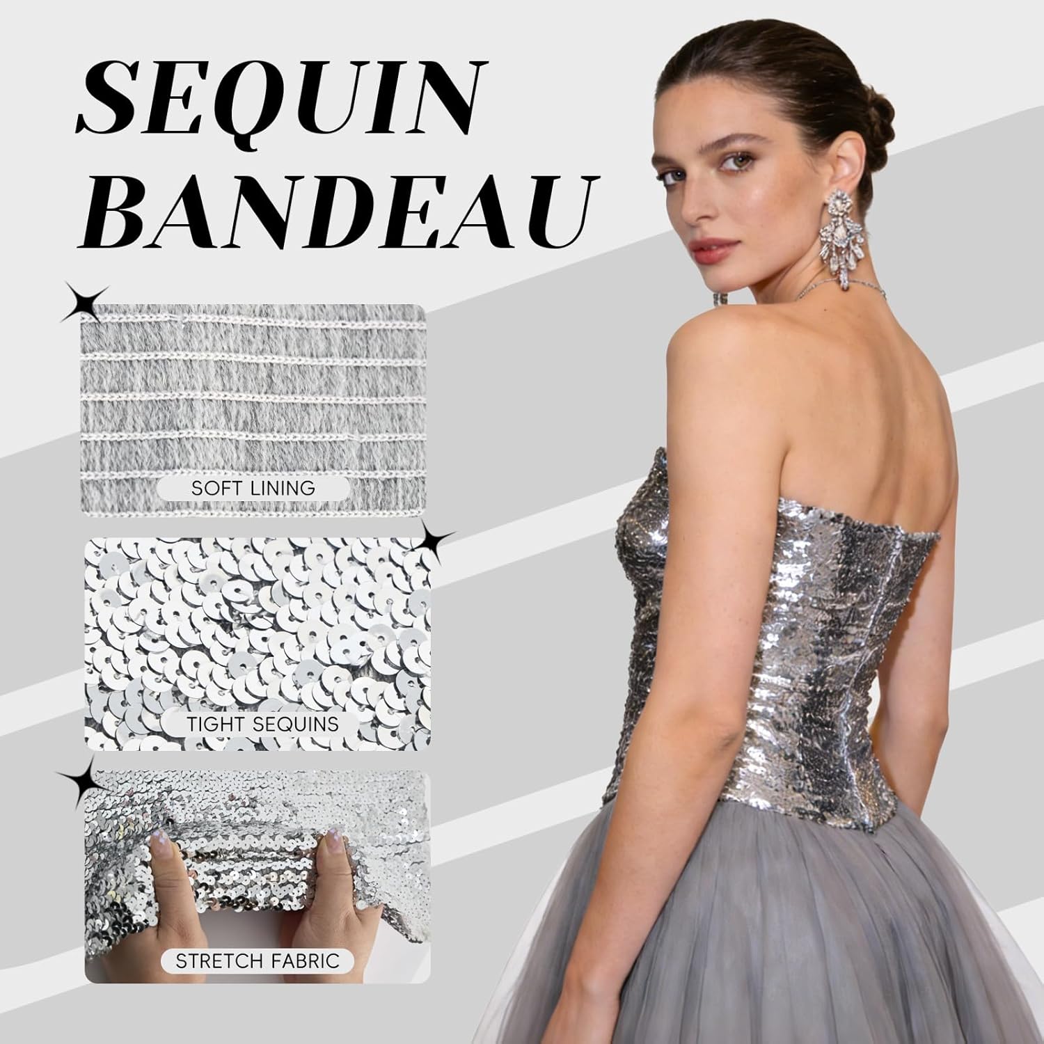 Sequin Tube Top Stretchy Womens Sparkly Strapless Crop Tops for Party Clubwear - Image 6