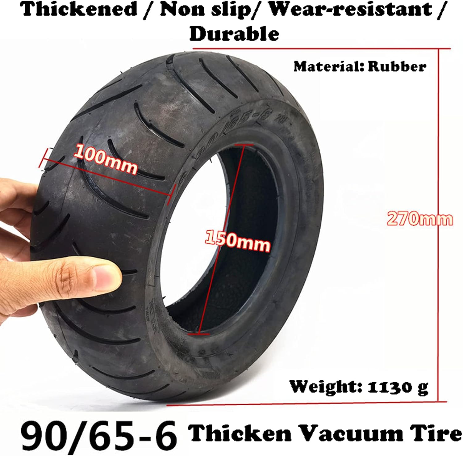 Outdoor Tires, Electric Scooter Tires, Rubber Replacement Tire, Hightway Boat Motorcycle Tires, Thickened Vacuum Tire, Electric Balance Car Tires 90/65-6, 2 Pack