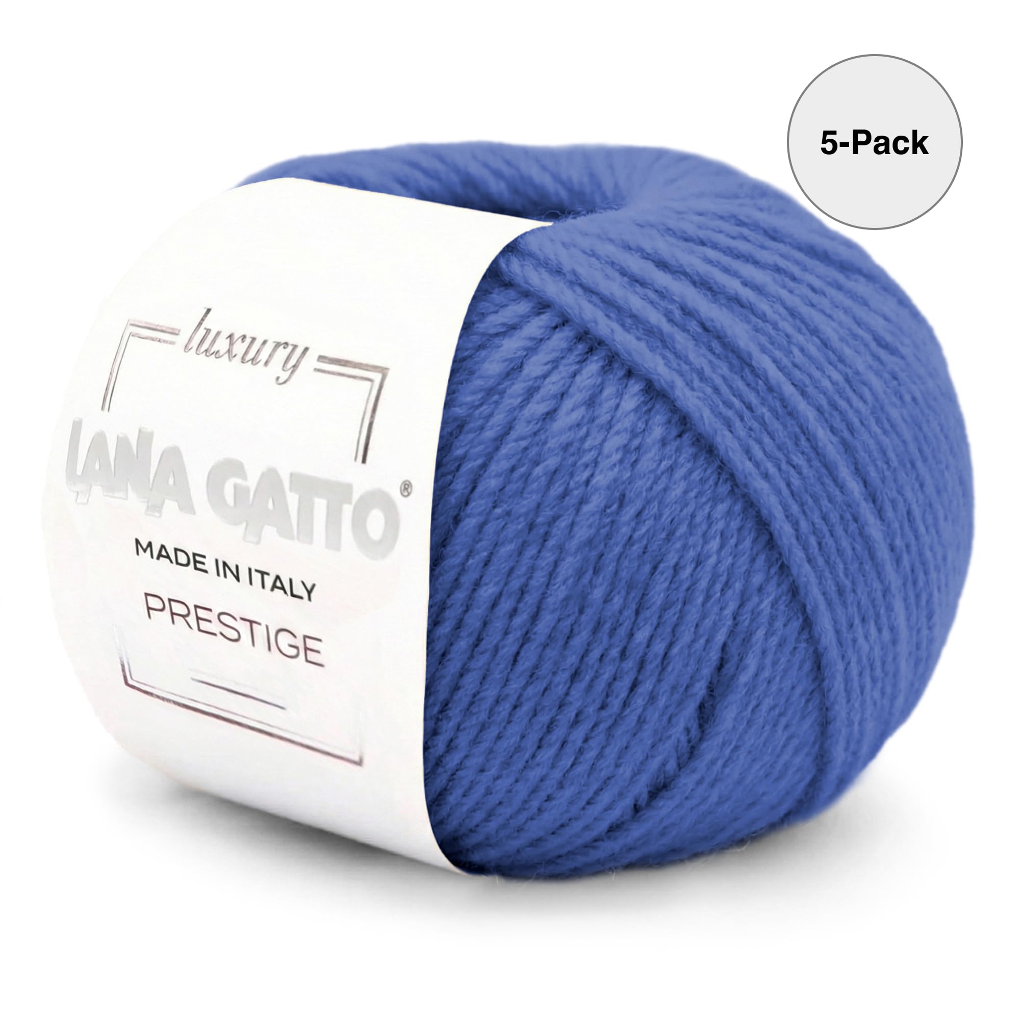 5 Gomitoli 100% Cashmere Lana Gatto Prestige Linea Luxury per lavoro a maglia e uncinetto, 125 gr. 375 mt (Blu - 13993, 5)