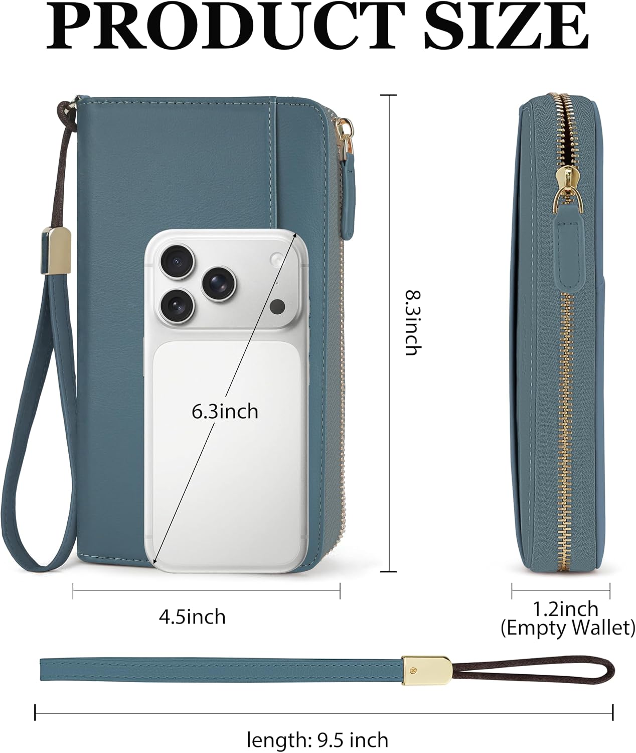 Zipper Wallet for Women,Large Passport Wallet with Wristlet Strap image 2