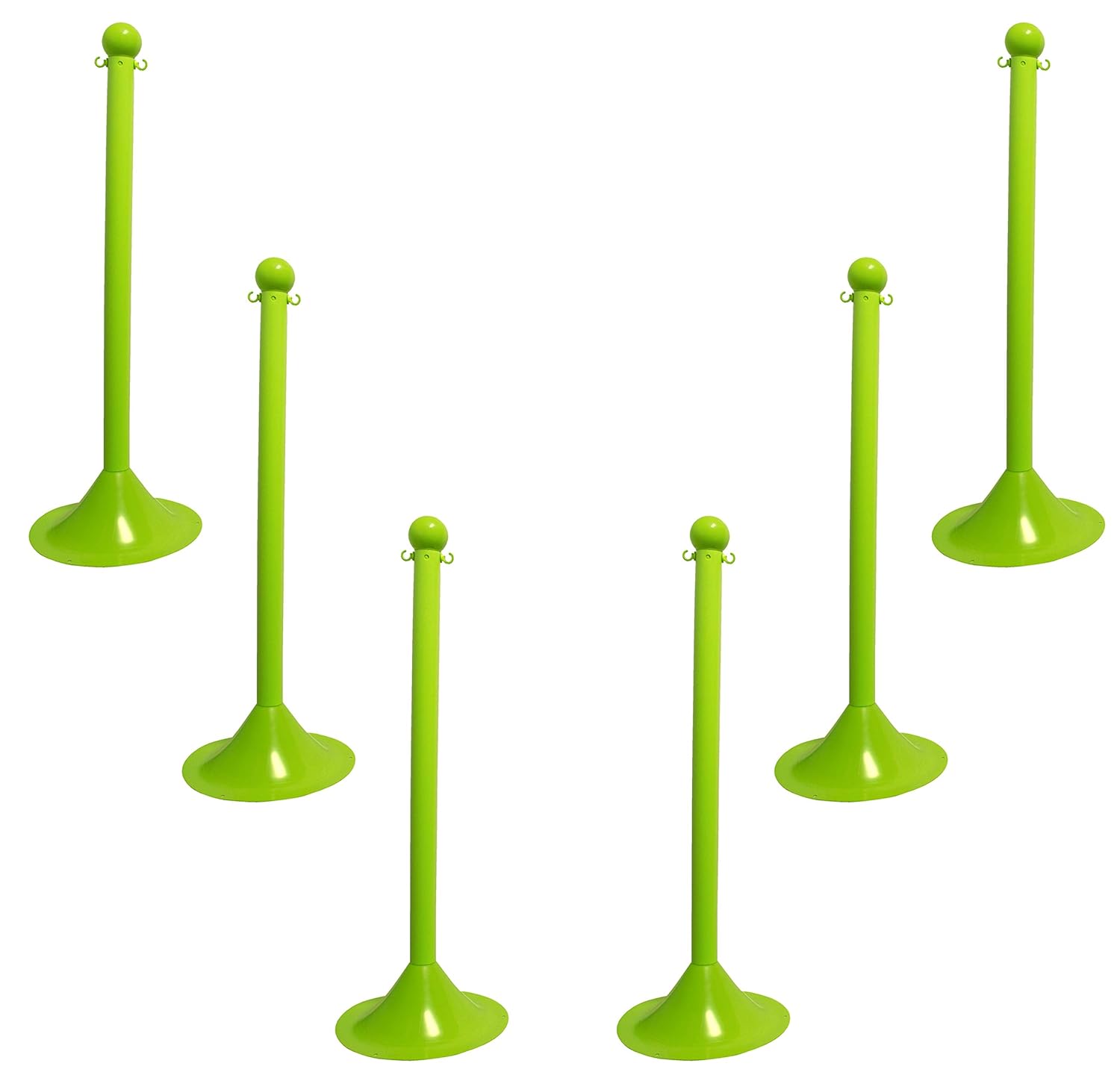 Mr. Chain 91514-6 Safety Green Stanchion, 2" link x 41" Overall Height, Pack of 6