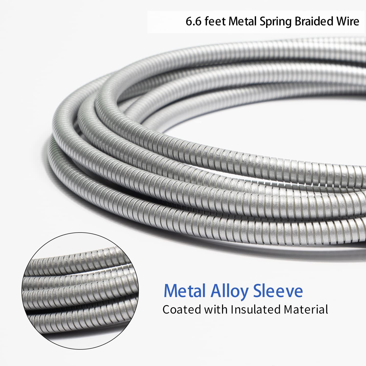 Cable de carga certificado MFi [2 unidades, 6.6 pies] Cable USB trenzado de metal con cubierta de acero recubierto de aislamiento, cable de transferencia de datos de carga fuerte y rápida