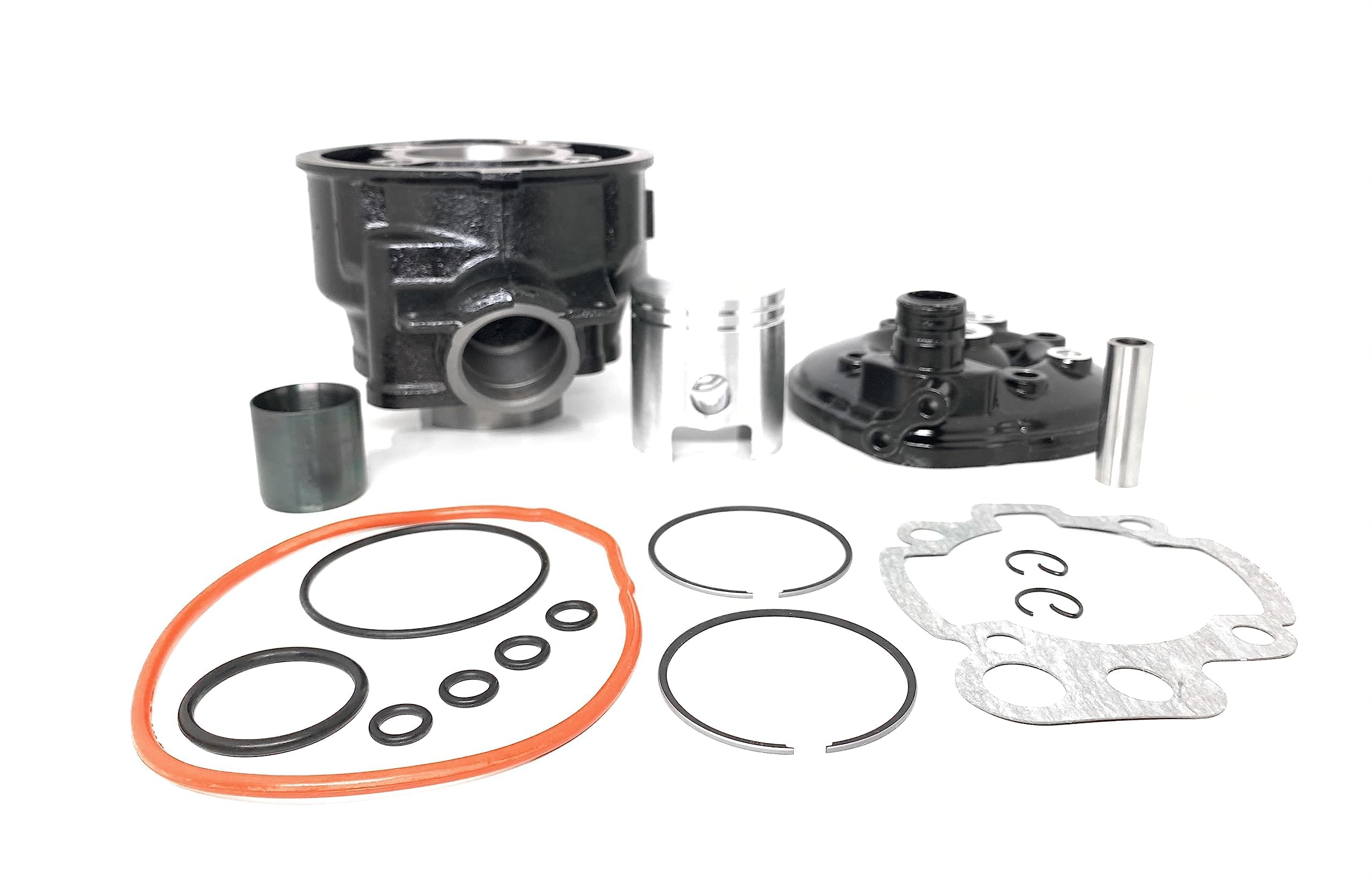 Mota - Kit negro 75 cc de hierro fundido compatible MINARELLI AM6 cilindro de culata superior racing para 50 unidades, 1 segmento mono 49 mm