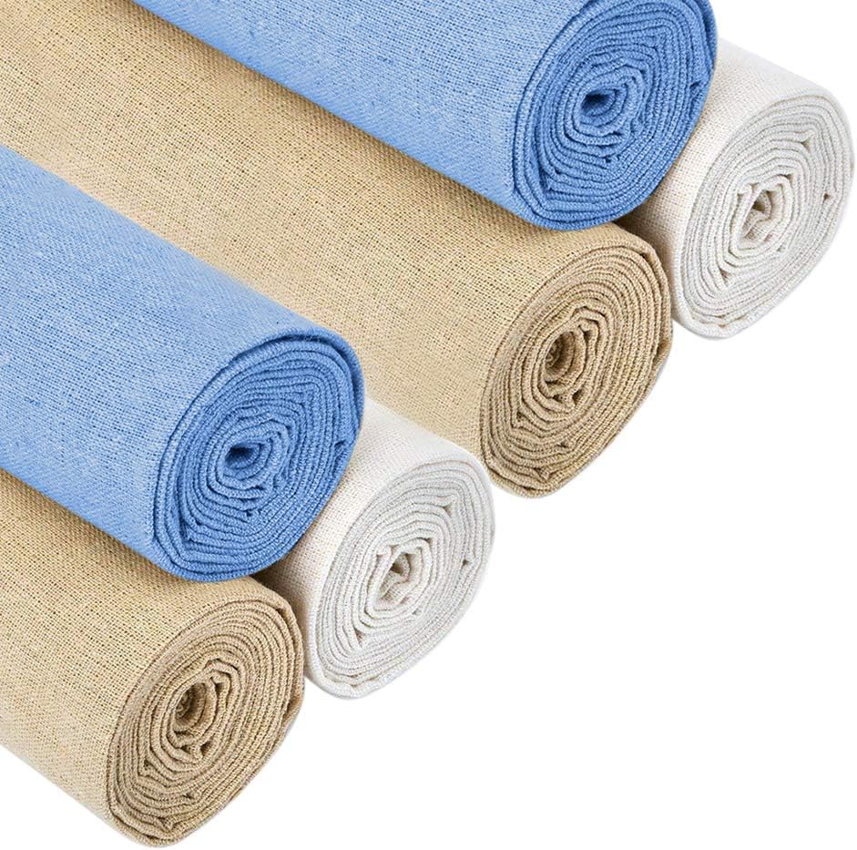 6 Pieces Natural Linen Needlework Fabric,Making Garment Ctaft,20 Inch Linen Fabraic for Upholstery Flower Pot Decoration and Tablecloth(6 Pieces)