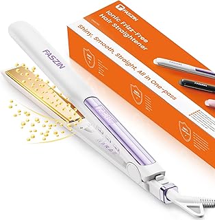 Faszin 2 in 1 Hair Straighteners, Fast Heating Titanium Flat Iron with Negative Ions, 3D Floating Plates for Smooth Styling, 11 Adjustable Temps, Dual Voltage(White)