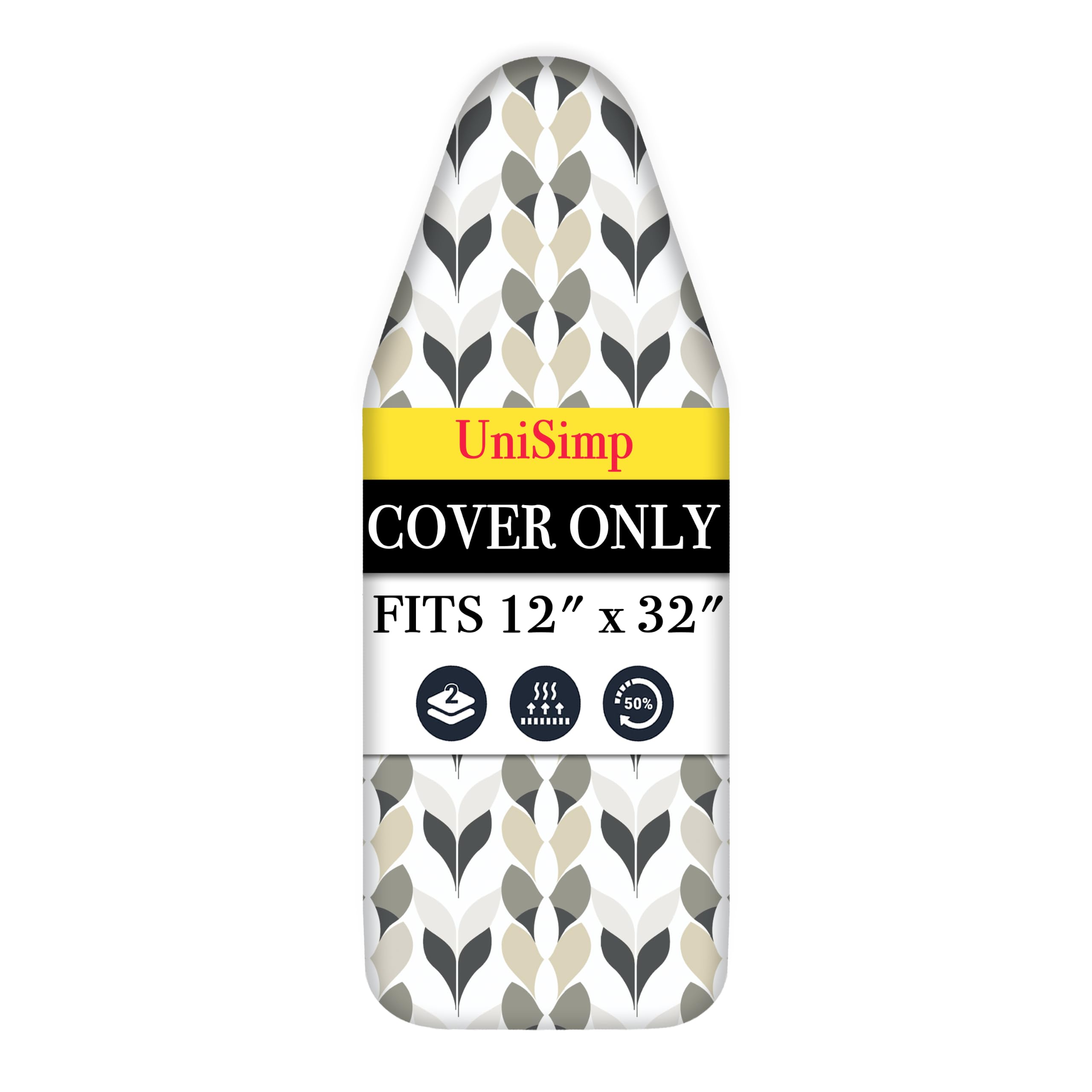 UniSimp Small Ironing Board Cover and Pad 12x32, Foliage