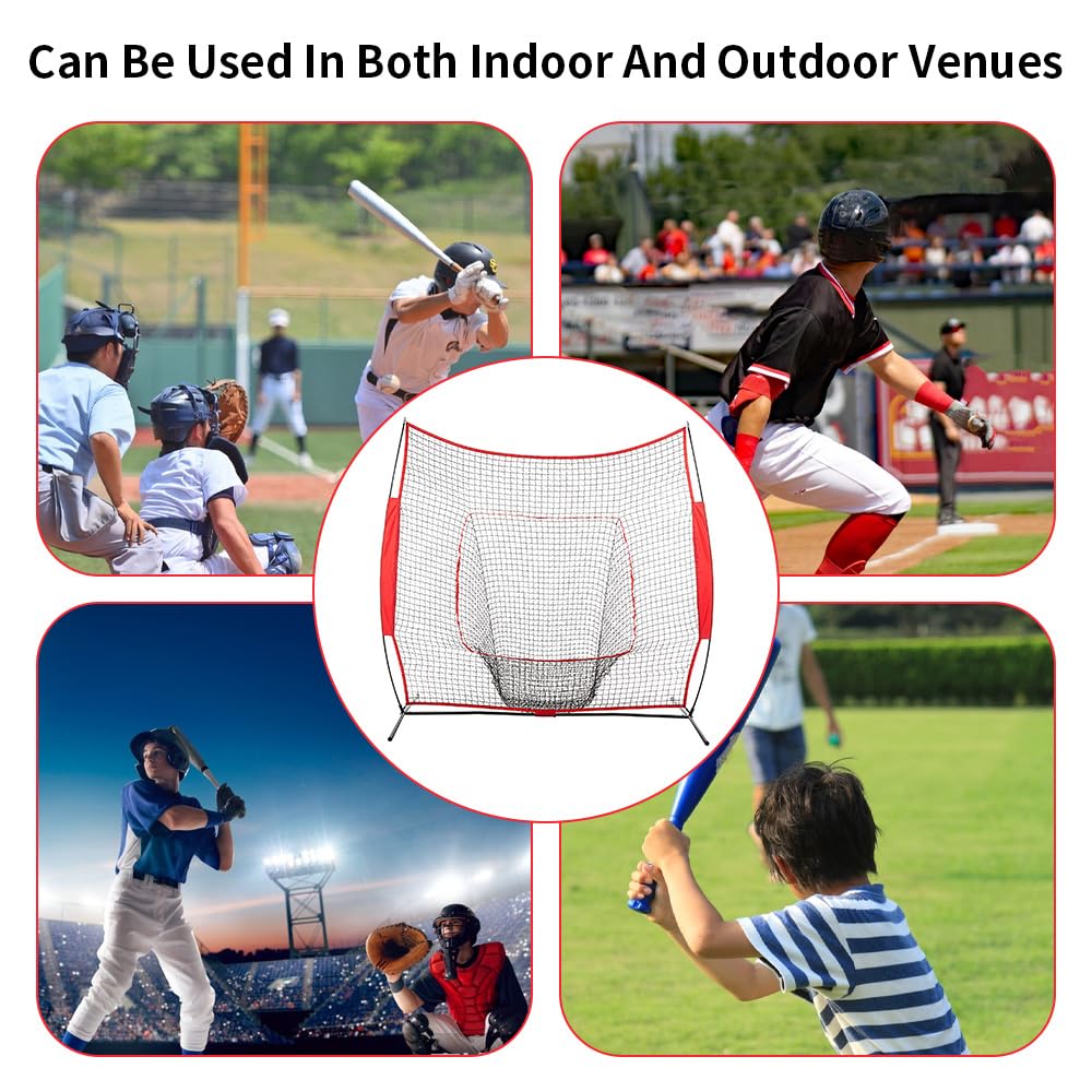Red de entrenamiento de béisbol, plegable, rebote de impacto, rebote de golpe, red de rebote para jardín, 2,1 x 2,1 m, red de entrenamiento de béisbol de todos los niveles