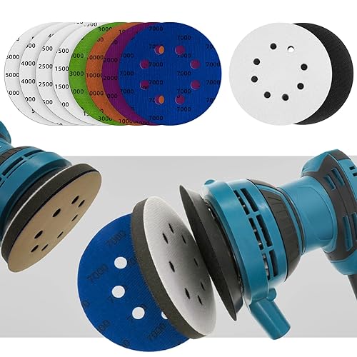 Miniatura 6 de 80 piezas de discos de lijado de 5 pulgadas con 8 agujeros, gancho y bucle, de 1500/2000/2500/3000/4000/5000/7000/10000 granos, papel de lija húmedo