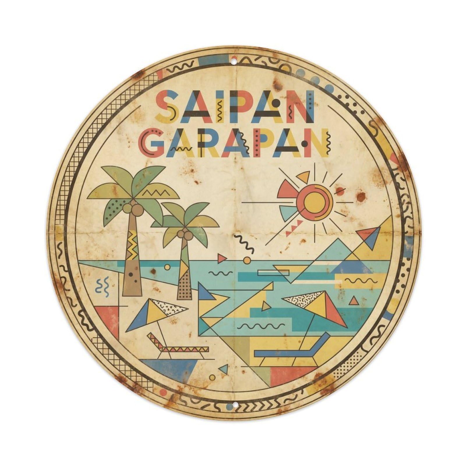 Saipan Garapan Pacific Lagoon Colorblock Metal Tin Sign