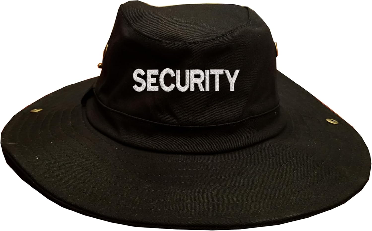 Security Embroidered Cotton Boonie hat with Adjustable Neck String Black