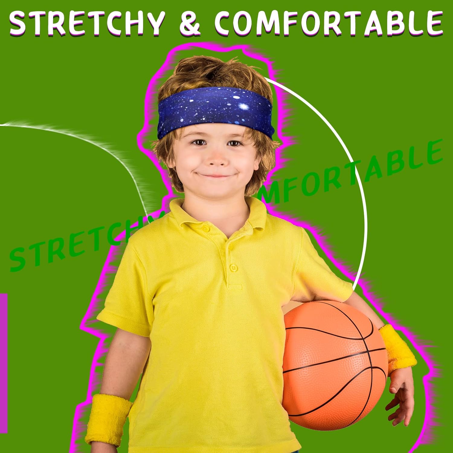 4 Pack Athletic Sweatbands - Breathable, Non-Slip Headbands for Boys, Girls, Kids Workout, Gym, Running, Exercise - Image 2