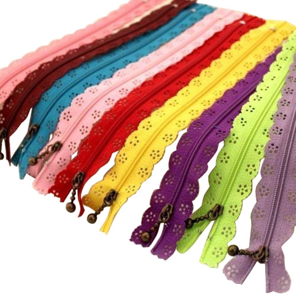 FSSTUD 20cm Nylon Lace Zippers Zips for Sewing Coil Closed End Zippers