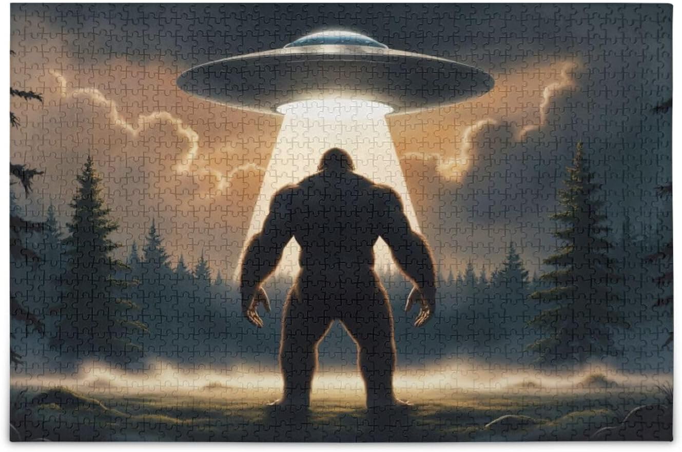 Jigsaw Puzzle for Adults 1000 Pieces, Sasquatch Alien Forest Impossible Hard Difficult Challenging Puzzles for Adults Jigsaw Puzzle for Party Entertainment, Family Games