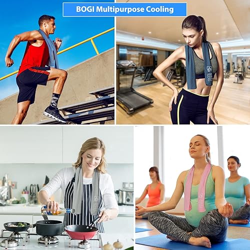 Miniatura 9 de BOGI Paquete de 2 toallas de enfriamiento para cuello y cara, toalla de hielo de 40 x 12 pulgadas para enfriamiento instantáneo, toalla suave y