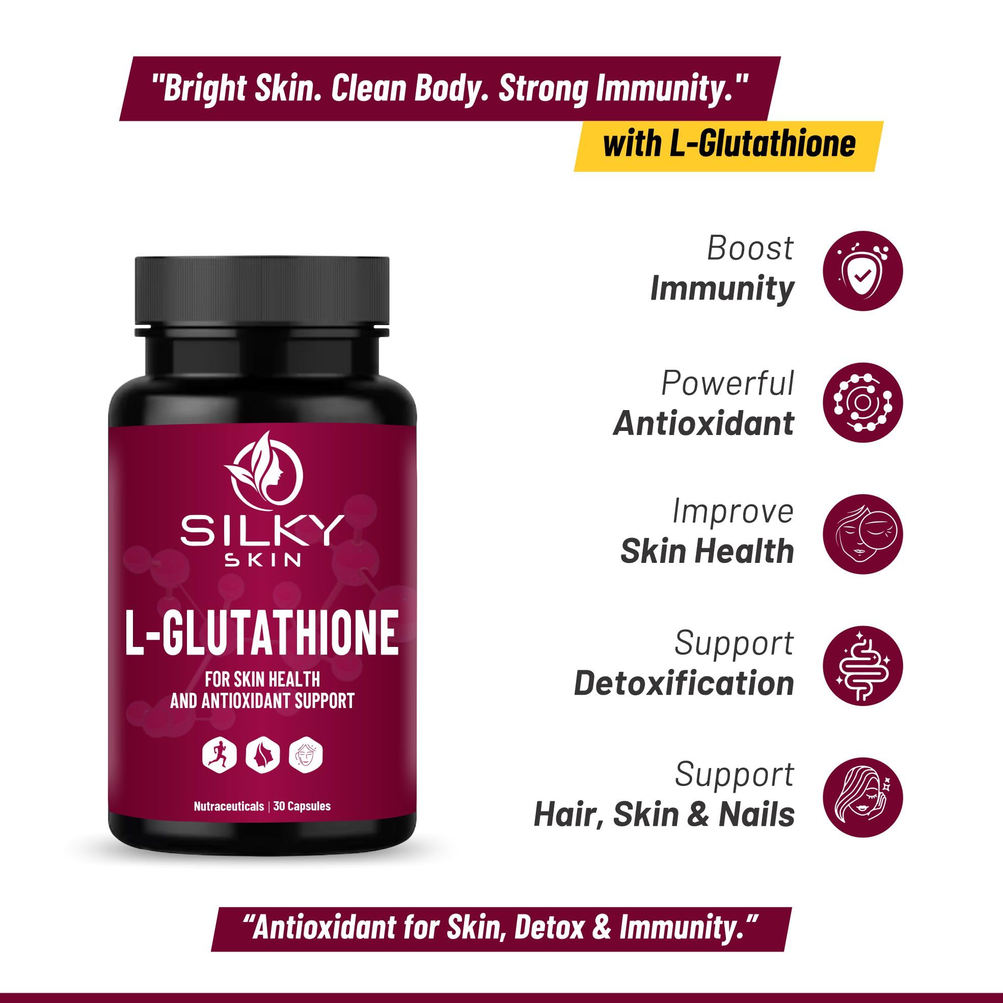 is glutathione the strongest antioxidant in the body Silky Skin L-Glutathione 500mg – Antioxidant Support for Skin Health & Wellness – 60 Veg Capsules : Amazon.in: Health & Personal Care