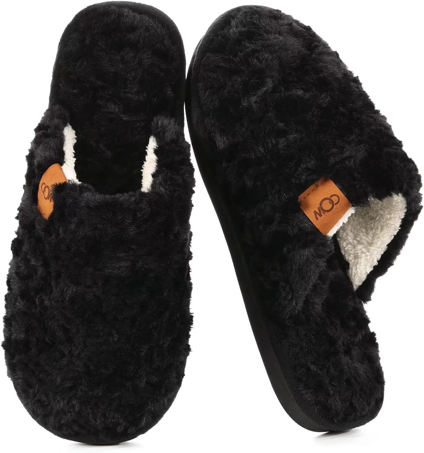 OOW Women's Fuzzy Slippers for Indoor,House Shoes with Memory Foam,Plush and Cute Slippers for Women