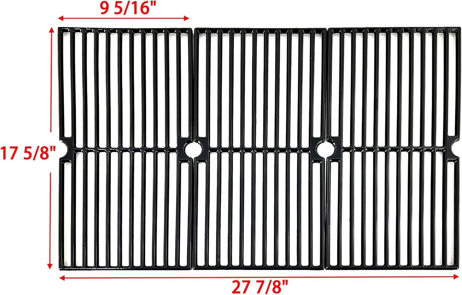 Direct store Parts DC118 Cast Iron Cooking grid Replacement for Brinkmann 810-1415-F, 810-1470, 810-8300, 810-8300-F, for Grill King 810-9325-0, set of 3 Cooking Grate (17 5/8" x 27 7/8")