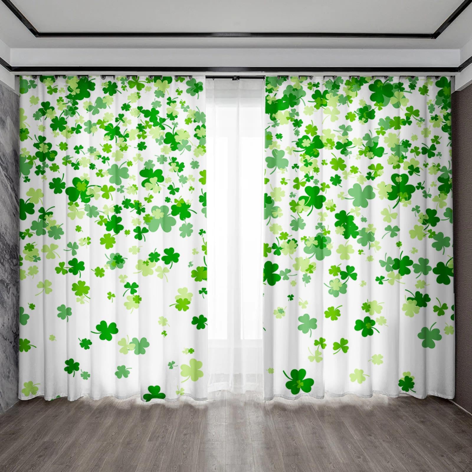 Rideaux tamisants au motif fond floral poétique, lot de 2 panneaux décoration maison 100x200