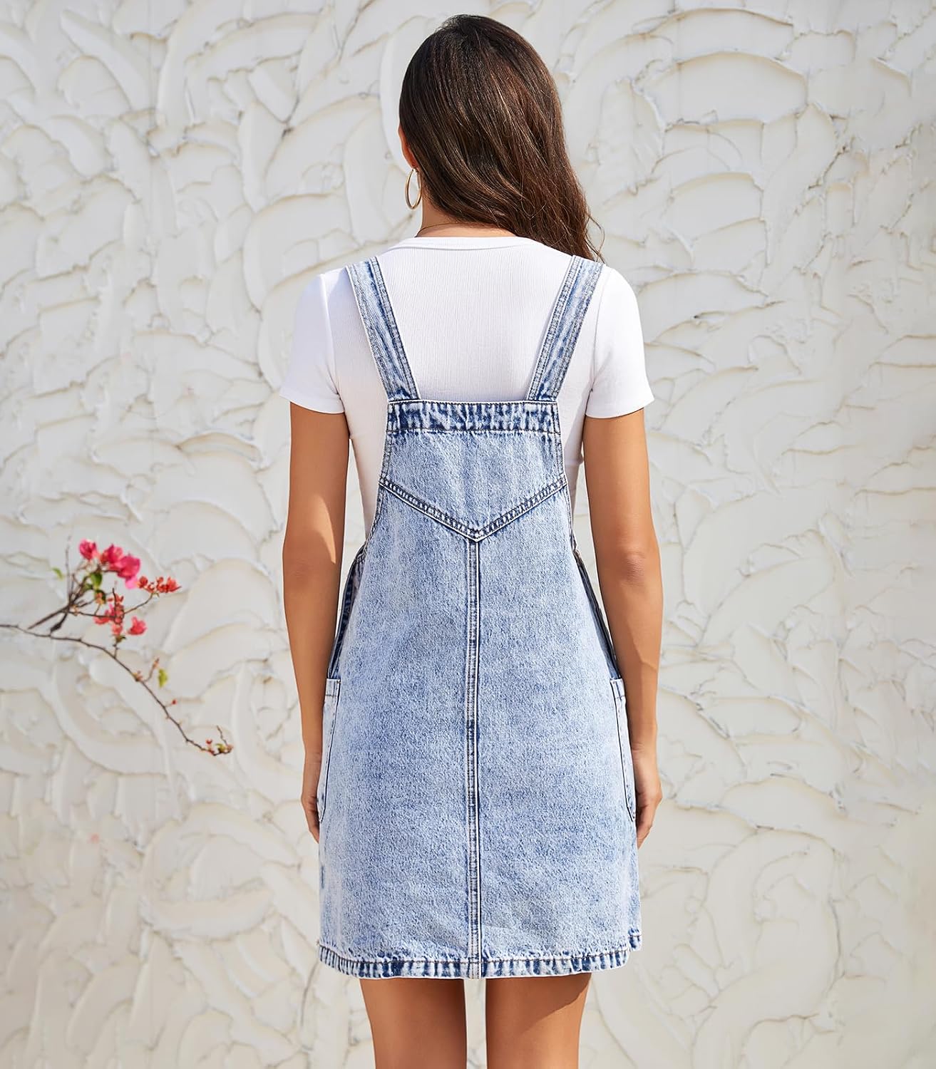 MISS MOLY Women's Denim Overall Dress Casual Loose Adjustable Straps Bib Overalls Jean Dress with Pockets