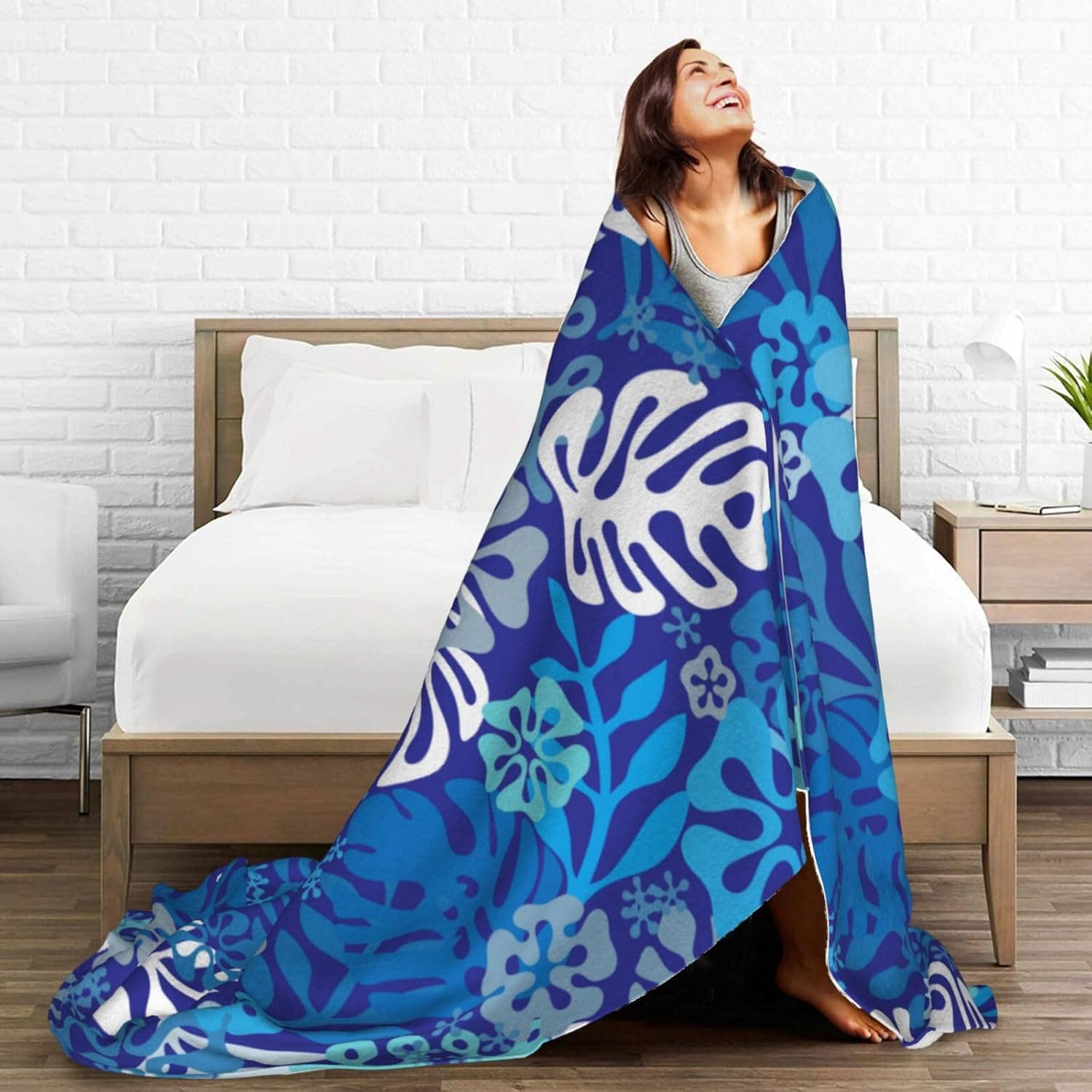 Hawaii Floral Blue Throw Blankets All Season Ultra Soft Warm Hawaiian Tropical Aloha Pattern Fleece Blanket for Home Bed Sofa Couch Chair Outdoor Travel Camping 40x30 Inch - Image 7