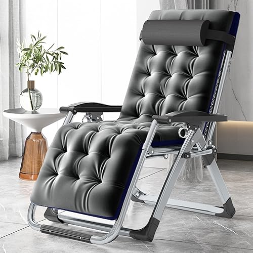 Silla de gravedad cero, sillas de sala de estar, reclinables, sillas de patio reclinables, tumbona de patio, tumbona plegable y portátil con cojín,