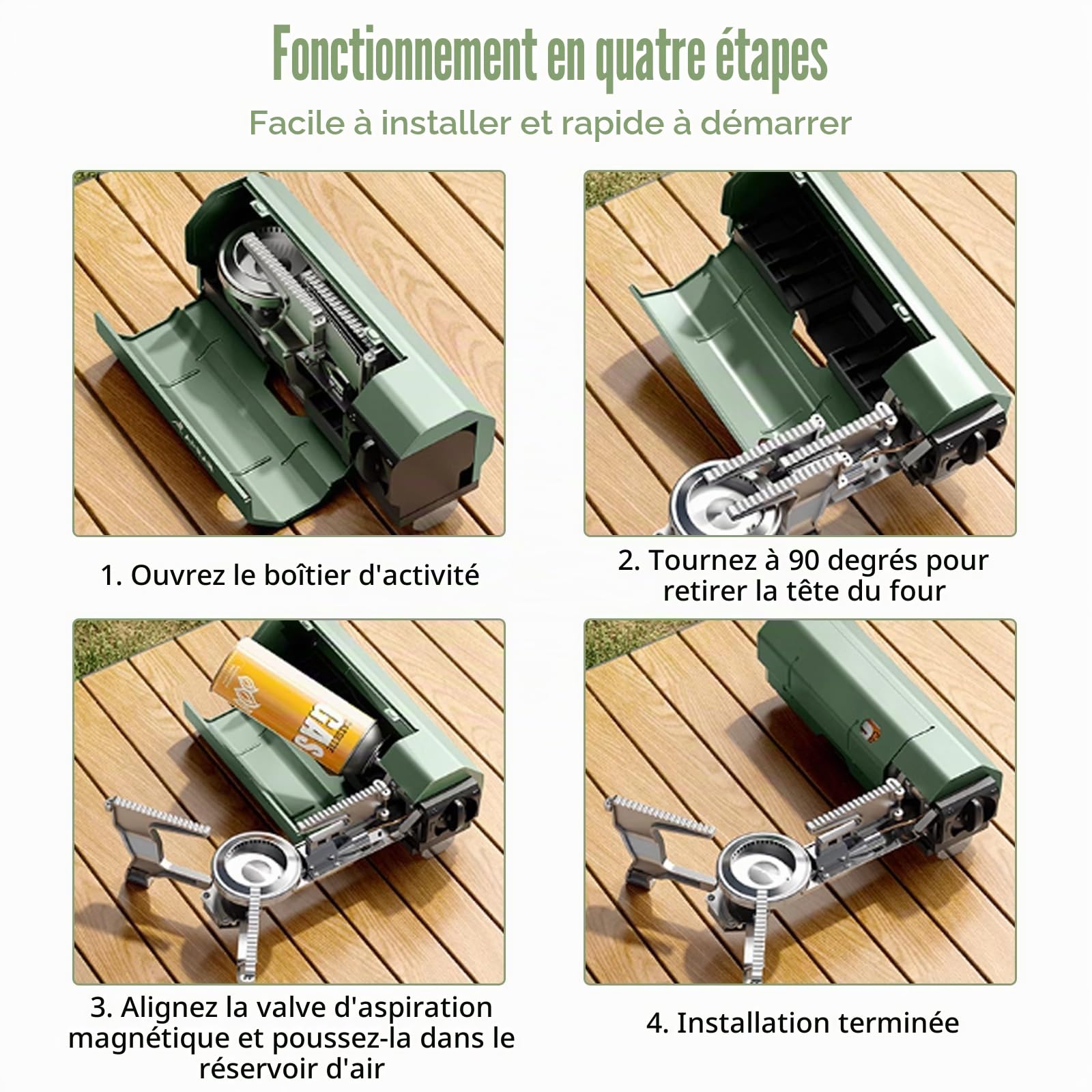 Réchaud Camping, Réchaud à Gaz Camping Pliable Cuisinière à Gaz Portable D'extérieur Cuisinière à Gaz Avec Allumage Piézo Avec Pare-Brise Pliable En Aluminium Pour Camping(Sans Cartouches Gaz)
