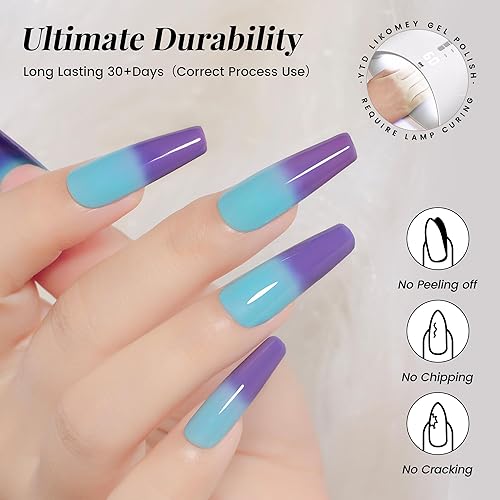 Vista 19 de YTD Likomey Brocade Glitter - Esmalte de uñas de gel que cambia de color, 0.5 onzas líquidas, color rosa intenso a violeta, brillo brillante, cambio