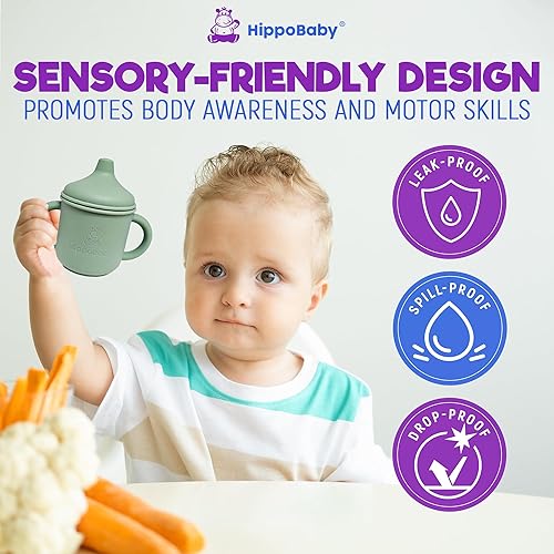 Miniatura 4 de Vaso de transición de silicona para niños mayores de 6 meses  Incluye 1 vaso con pajita para niños pequeños y 1 taza para sorber para bebé con asas