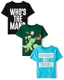The Children's Place Baby-Boys and Toddler Dino,Animals,Sharks Short Sleeve Graphic T-Shirts,3 Pack